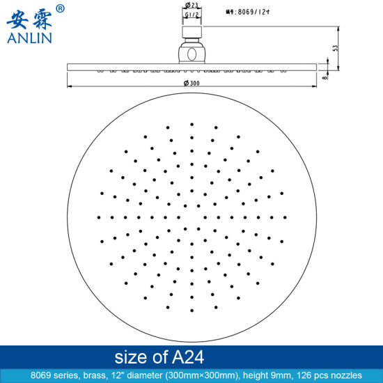 12 Inch Big Round Detachable Overhead Shower